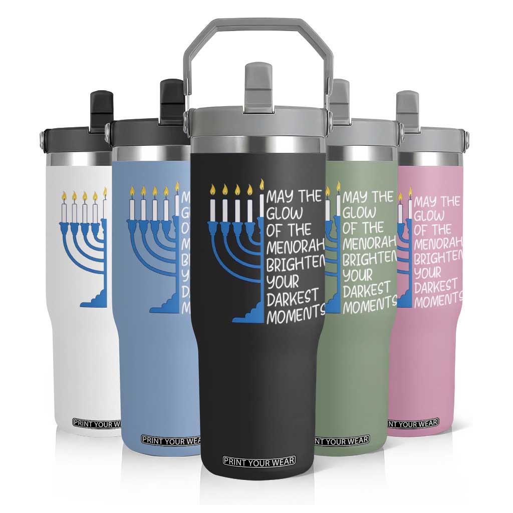 Jewish Faith and Pray Flip Straw Tumbler May The Glow Of The Menorah Brighten Your Darkest Moments TS02 Print Your Wear
