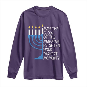 Jewish Faith and Pray Long Sleeve Shirt May The Glow Of The Menorah Brighten Your Darkest Moments TS02 Purple Print Your Wear
