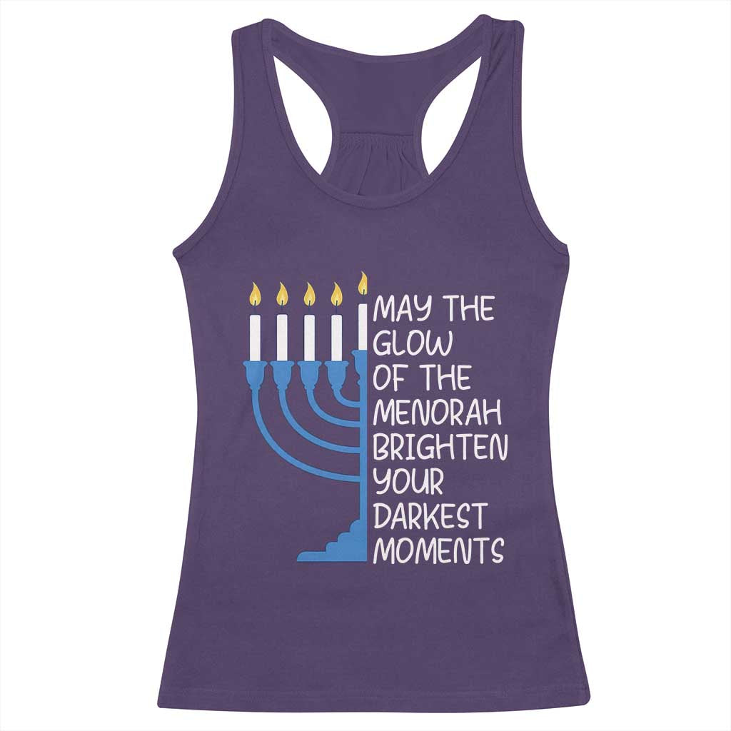 Jewish Faith and Pray Racerback Tank Top May The Glow Of The Menorah Brighten Your Darkest Moments TS02 Purple Print Your Wear