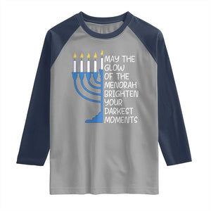 Jewish Faith and Pray Raglan Shirt May The Glow Of The Menorah Brighten Your Darkest Moments TS02 Sport Gray Navy Print Your Wear