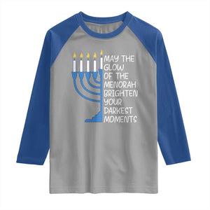 Jewish Faith and Pray Raglan Shirt May The Glow Of The Menorah Brighten Your Darkest Moments TS02 Sport Gray Royal Print Your Wear