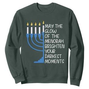Jewish Faith and Pray Sweatshirt May The Glow Of The Menorah Brighten Your Darkest Moments TS02 Dark Forest Green Print Your Wear