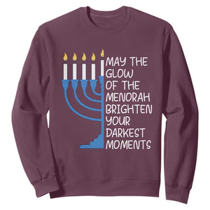 Jewish Faith and Pray Sweatshirt May The Glow Of The Menorah Brighten Your Darkest Moments TS02 Maroon Print Your Wear