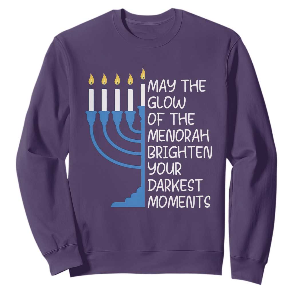 Jewish Faith and Pray Sweatshirt May The Glow Of The Menorah Brighten Your Darkest Moments TS02 Purple Print Your Wear