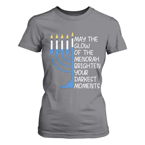 Jewish Faith and Pray T Shirt For Women May The Glow Of The Menorah Brighten Your Darkest Moments TS02 Charcoal Print Your Wear