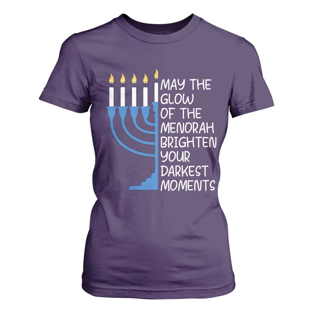 Jewish Faith and Pray T Shirt For Women May The Glow Of The Menorah Brighten Your Darkest Moments TS02 Purple Print Your Wear
