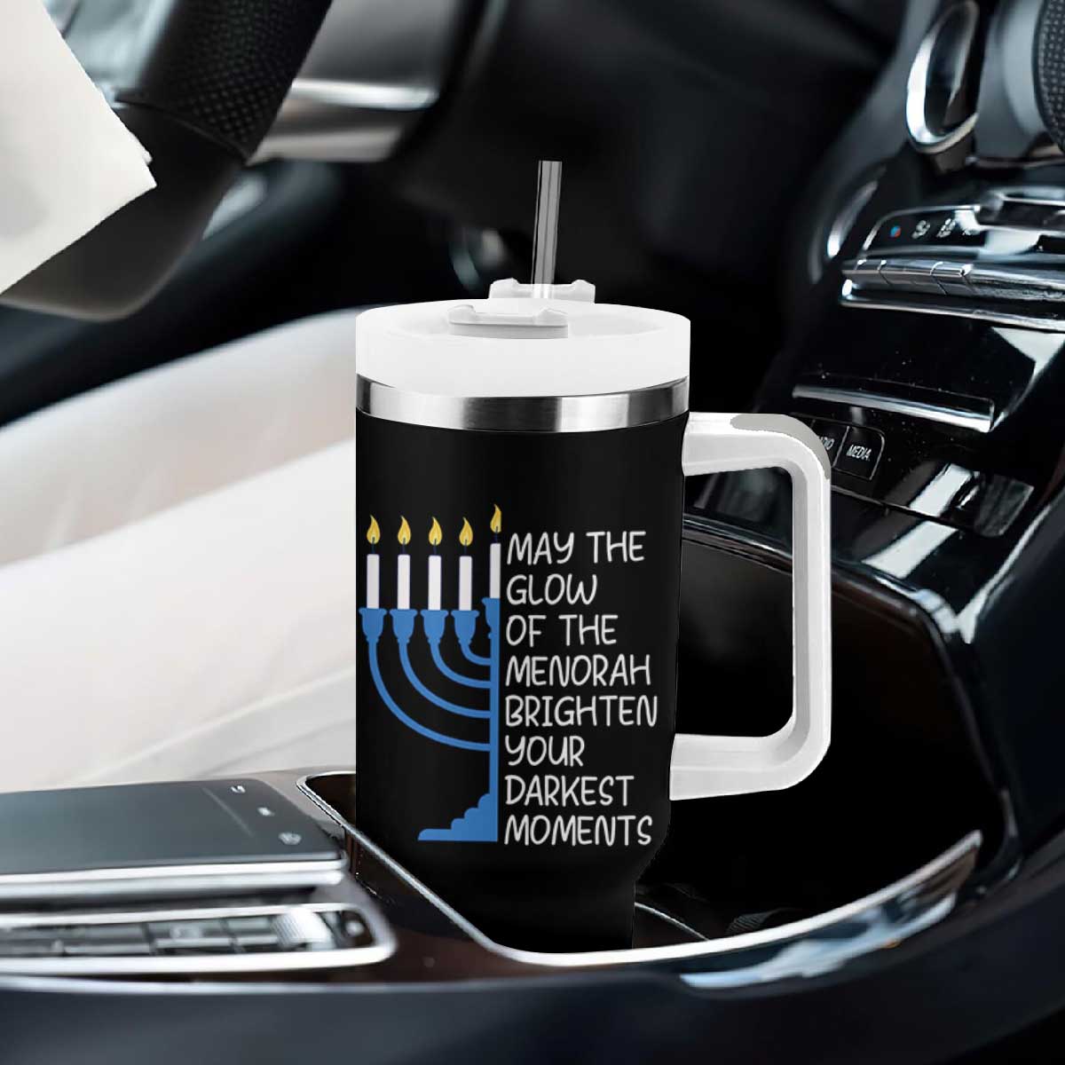 Jewish Faith and Pray Tumbler With Handle May The Glow Of The Menorah Brighten Your Darkest Moments TS02 Print Your Wear