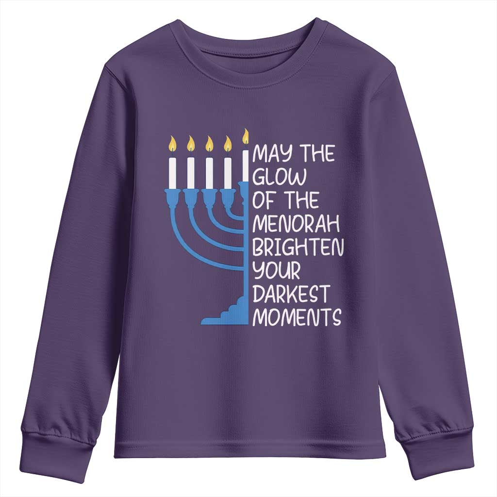 Jewish Faith and Pray Youth Sweatshirt May The Glow Of The Menorah Brighten Your Darkest Moments TS02 Purple Print Your Wear