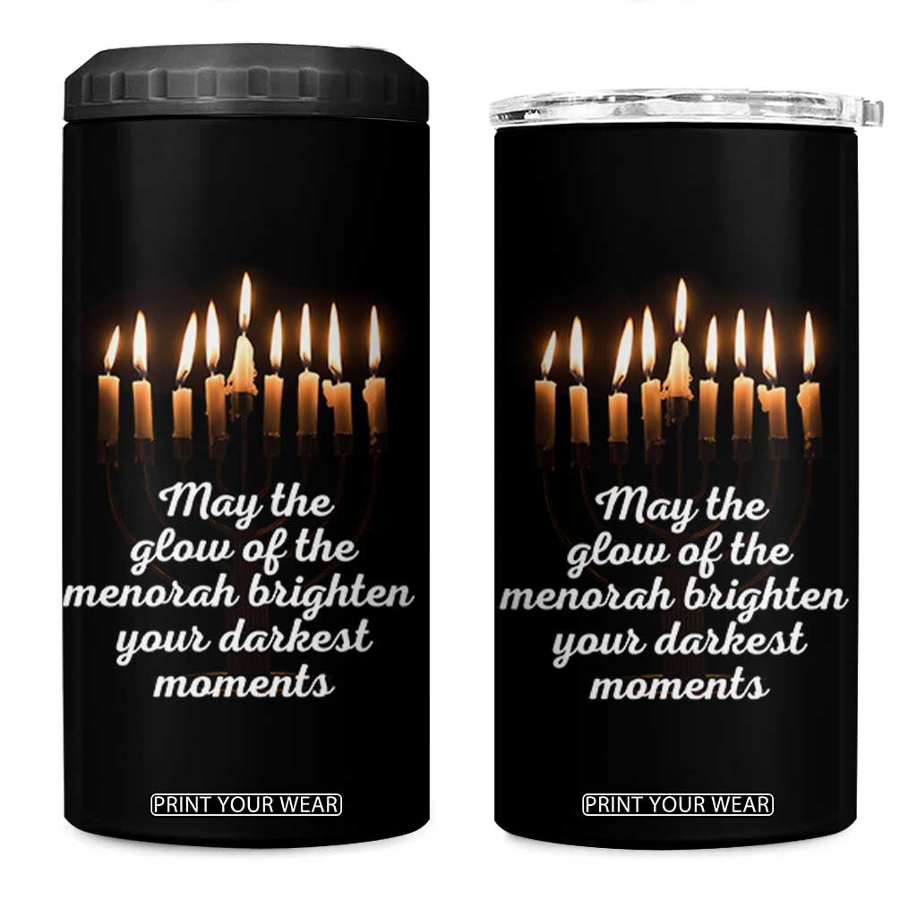 Jewish Faith and Pray Lights 4 in 1 Can Cooler Tumbler May The Glow Of The Menorah Brighten Your Darkest Moments TS02 One Size: 16 oz Black Print Your Wear