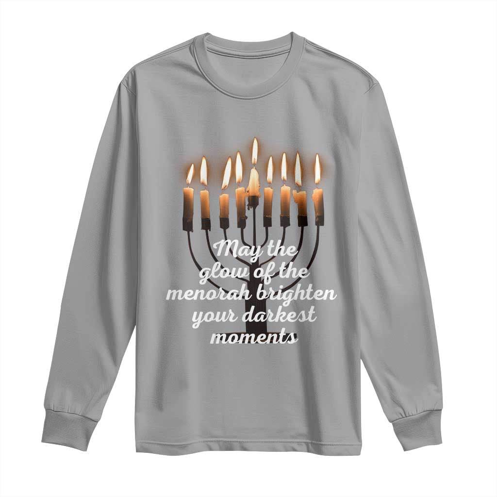 Jewish Faith and Pray Lights Long Sleeve Shirt May The Glow Of The Menorah Brighten Your Darkest Moments TS02 Sport Gray Print Your Wear