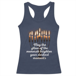 Jewish Faith and Pray Lights Racerback Tank Top May The Glow Of The Menorah Brighten Your Darkest Moments TS02 Navy Print Your Wear
