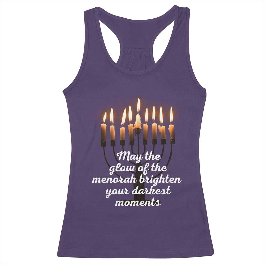 Jewish Faith and Pray Lights Racerback Tank Top May The Glow Of The Menorah Brighten Your Darkest Moments TS02 Purple Print Your Wear