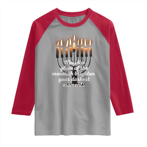 Jewish Faith and Pray Lights Raglan Shirt May The Glow Of The Menorah Brighten Your Darkest Moments TS02 Sport Gray Red Print Your Wear