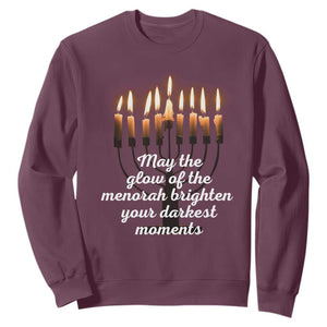 Jewish Faith and Pray Lights Sweatshirt May The Glow Of The Menorah Brighten Your Darkest Moments TS02 Maroon Print Your Wear
