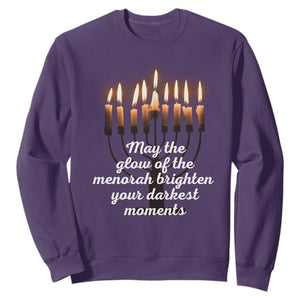 Jewish Faith and Pray Lights Sweatshirt May The Glow Of The Menorah Brighten Your Darkest Moments TS02 Purple Print Your Wear