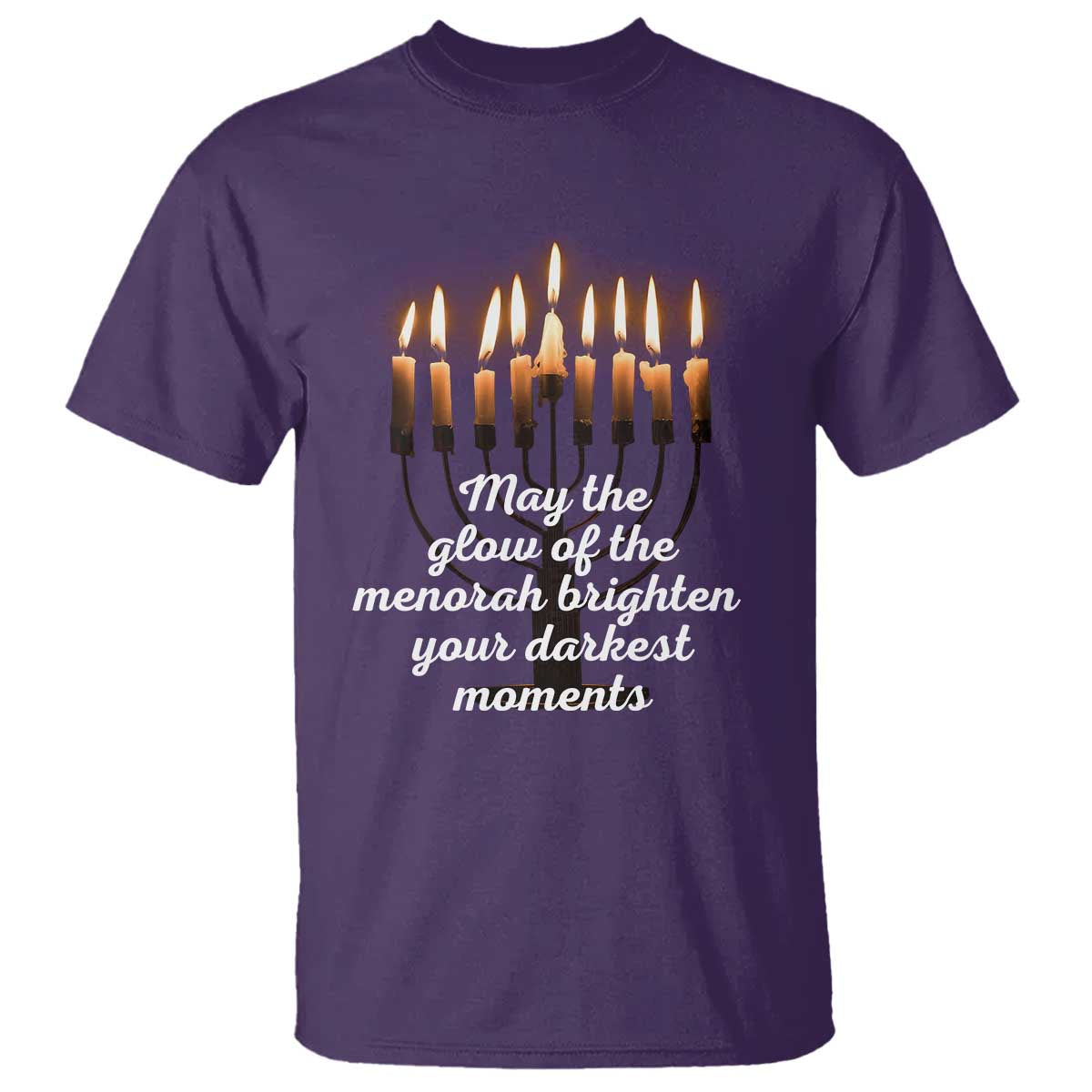 Jewish Faith and Pray Lights T Shirt May The Glow Of The Menorah Brighten Your Darkest Moments TS02 Purple Print Your Wear