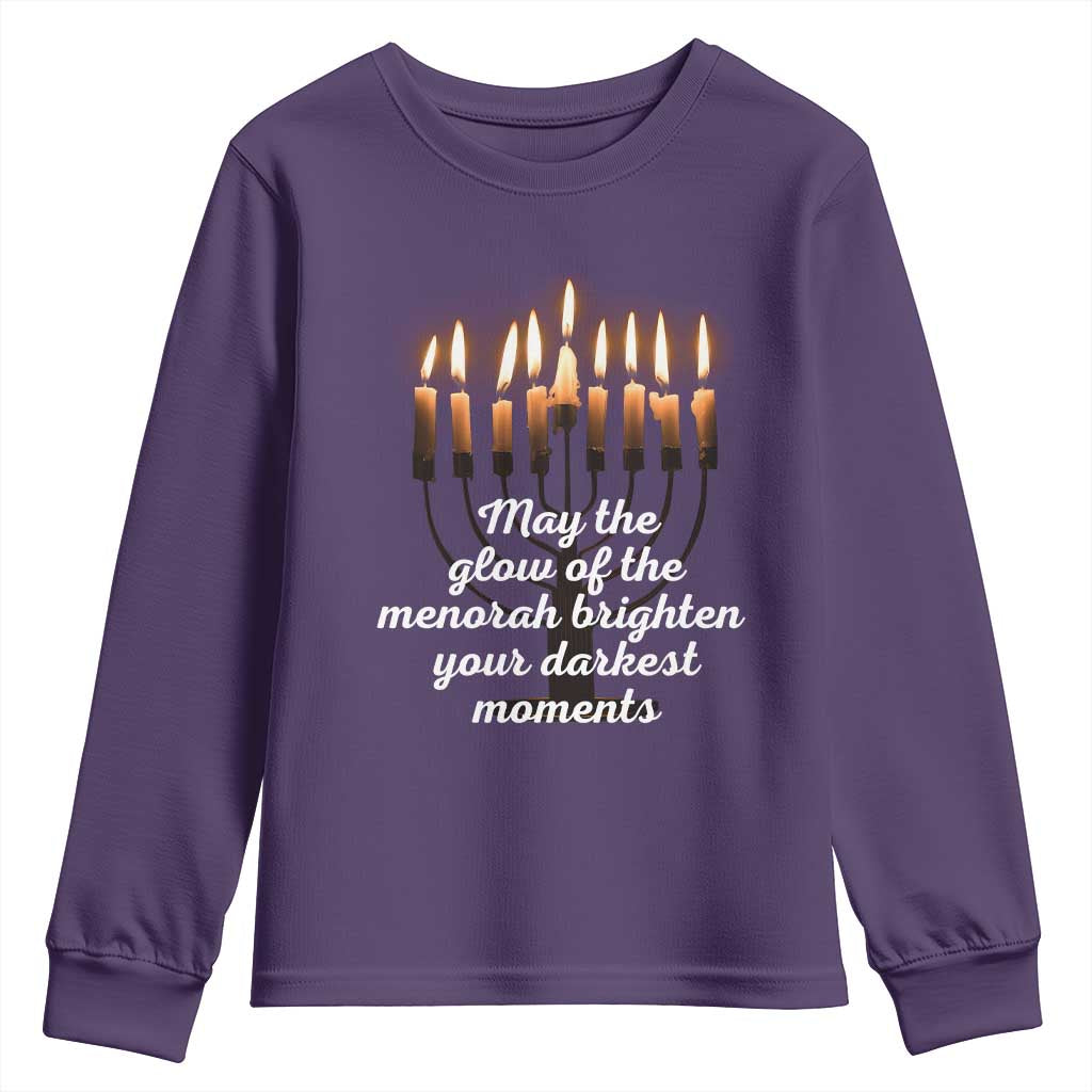 Jewish Faith and Pray Lights Youth Sweatshirt May The Glow Of The Menorah Brighten Your Darkest Moments TS02 Purple Print Your Wear