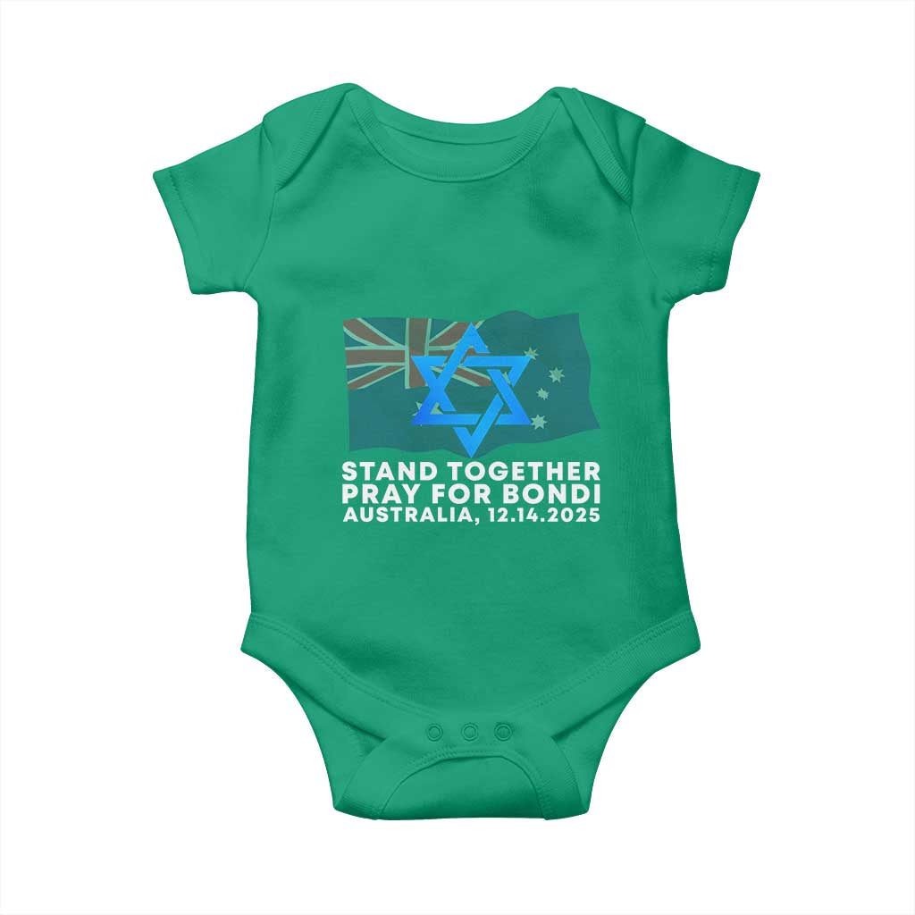 Jewish Strong Stand Together Baby Onesie Pray for Bondi Australia Hanukkah Dec 14 2025 Remembrance TS02 Irish Green Print Your Wear
