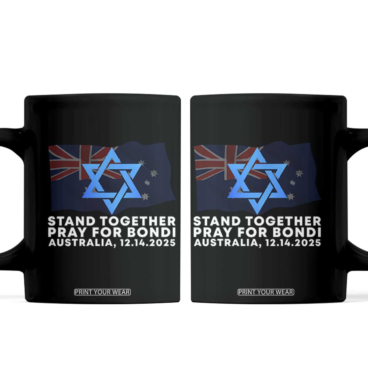 Jewish Strong Stand Together Coffee Mug Pray for Bondi Australia Hanukkah Dec 14 2025 Remembrance TS02 Black Print Your Wear
