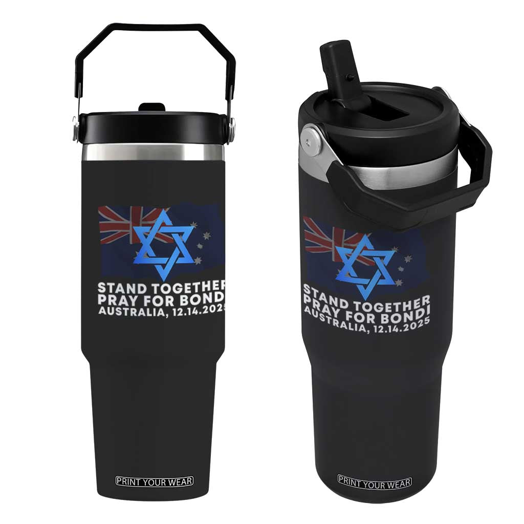 Jewish Strong Stand Together Flip Straw Tumbler Pray for Bondi Australia Hanukkah Dec 14 2025 Remembrance TS02 One Size: 30 oz Black Print Your Wear