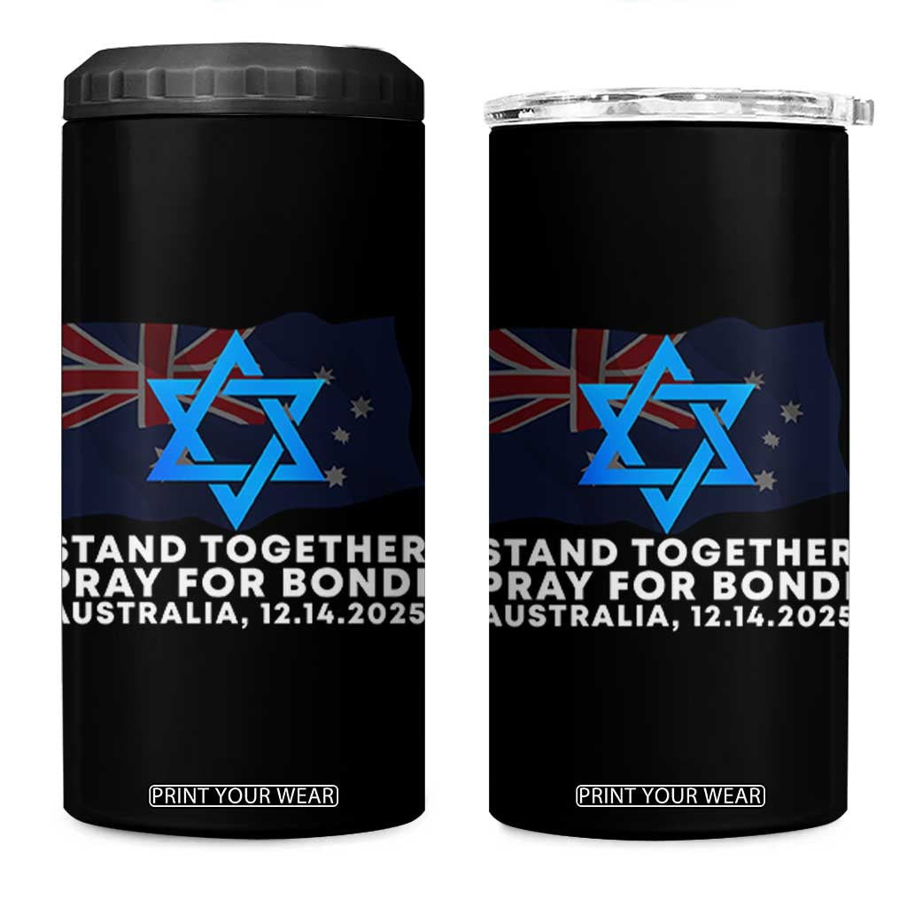 Jewish Strong Stand Together 4 in 1 Can Cooler Tumbler Pray for Bondi Australia Hanukkah Dec 14 2025 Remembrance TS02 One Size: 16 oz Black Print Your Wear