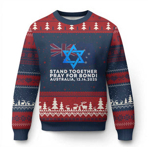Jewish Strong Stand Together Ugly Christmas Sweater Pray for Bondi Australia Hanukkah Dec 14 2025 Remembrance TS02 Navy Red Print Your Wear