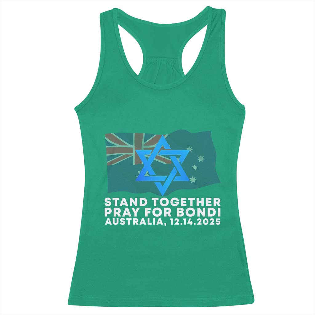 Jewish Strong Stand Together Racerback Tank Top Pray for Bondi Australia Hanukkah Dec 14 2025 Remembrance TS02 Irish Green Print Your Wear