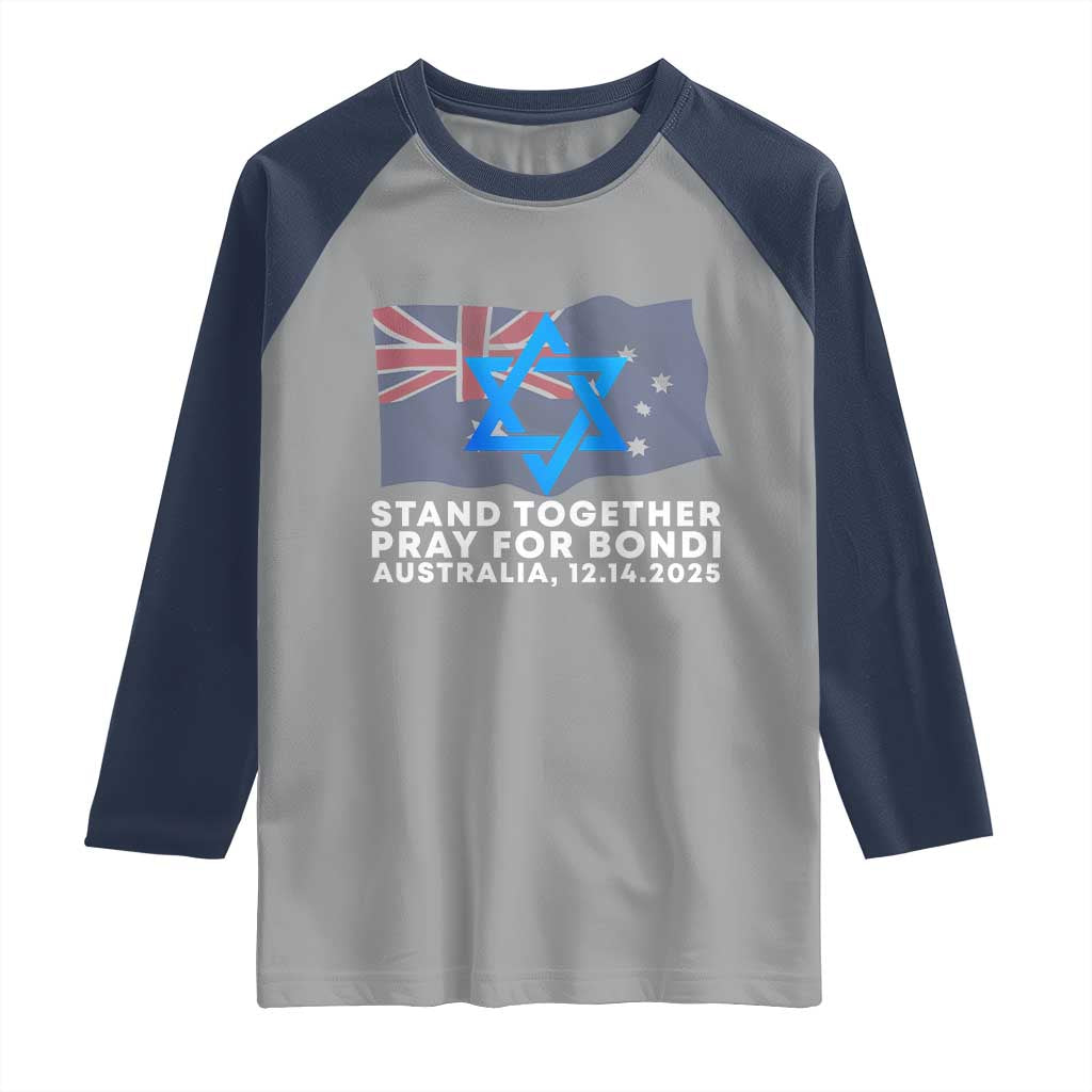 Jewish Strong Stand Together Raglan Shirt Pray for Bondi Australia Hanukkah Dec 14 2025 Remembrance TS02 Sport Gray Navy Print Your Wear