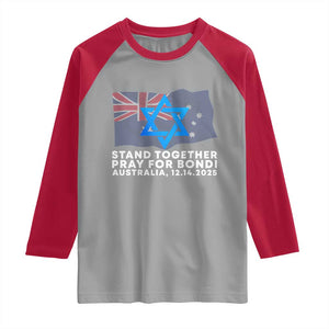 Jewish Strong Stand Together Raglan Shirt Pray for Bondi Australia Hanukkah Dec 14 2025 Remembrance TS02 Sport Gray Red Print Your Wear