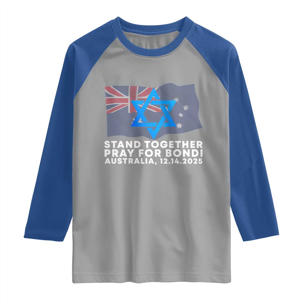 Jewish Strong Stand Together Raglan Shirt Pray for Bondi Australia Hanukkah Dec 14 2025 Remembrance TS02 Sport Gray Royal Print Your Wear
