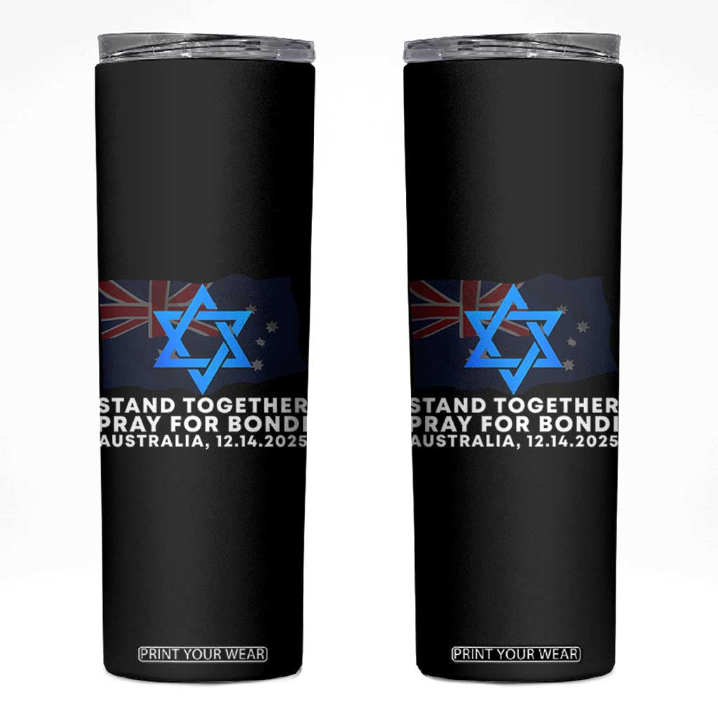 Jewish Strong Stand Together Skinny Tumbler Pray for Bondi Australia Hanukkah Dec 14 2025 Remembrance TS02 Black Print Your Wear