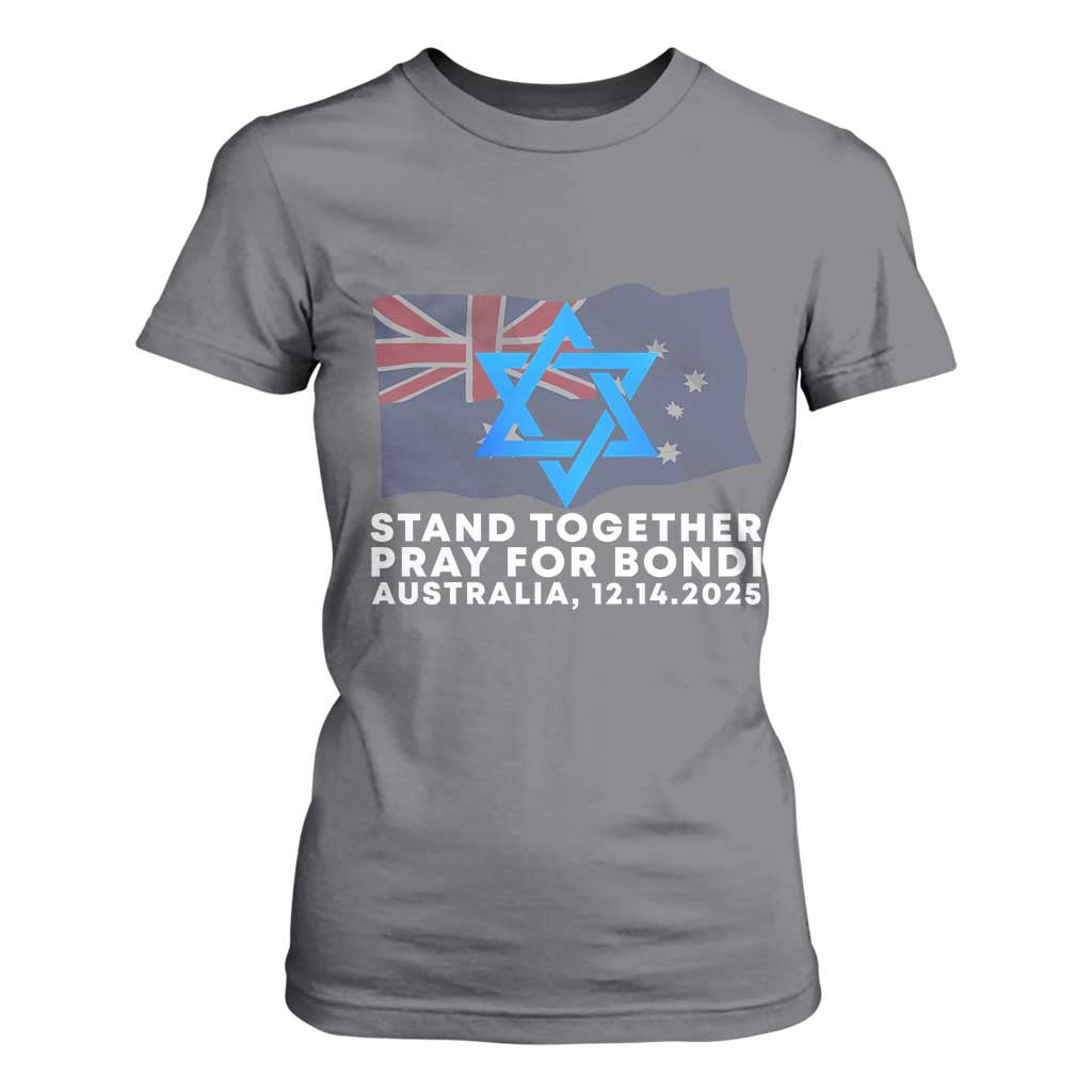 Jewish Strong Stand Together T Shirt For Women Pray for Bondi Australia Hanukkah Dec 14 2025 Remembrance TS02 Charcoal Print Your Wear