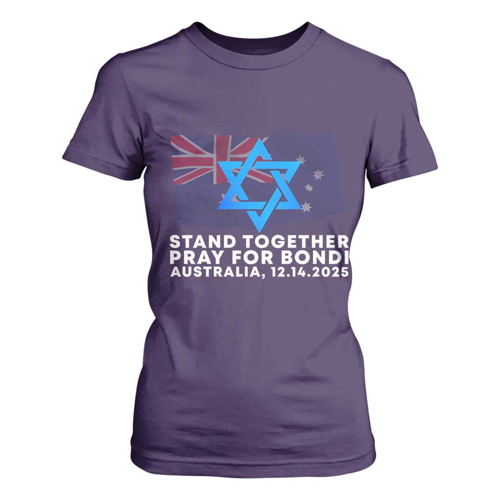 Jewish Strong Stand Together T Shirt For Women Pray for Bondi Australia Hanukkah Dec 14 2025 Remembrance TS02 Purple Print Your Wear
