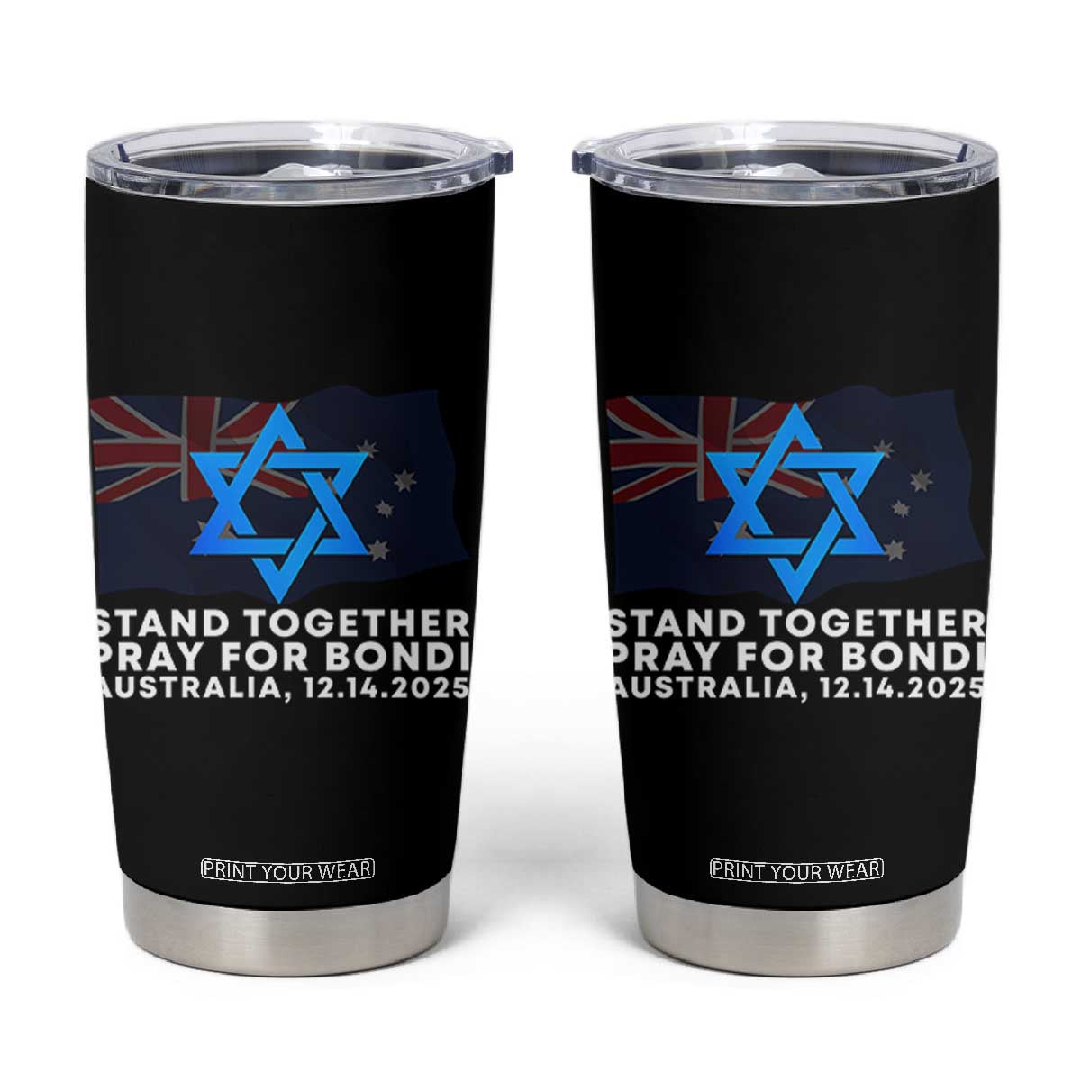 Jewish Strong Stand Together Tumbler Cup Pray for Bondi Australia Hanukkah Dec 14 2025 Remembrance TS02 Black Print Your Wear