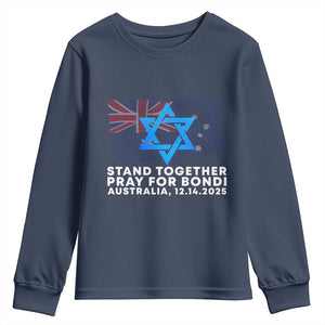Jewish Strong Stand Together Youth Sweatshirt Pray for Bondi Australia Hanukkah Dec 14 2025 Remembrance TS02 Navy Print Your Wear