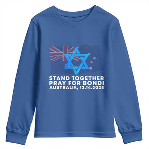 Jewish Strong Stand Together Youth Sweatshirt Pray for Bondi Australia Hanukkah Dec 14 2025 Remembrance TS02 Royal Blue Print Your Wear