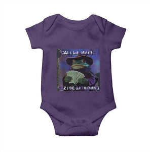 Funny Wizard Frog Fantasy Meme Baby Onesie Call Me Magic Cuz I Be Gathering MTG Gamer TS02 Purple Print Your Wear