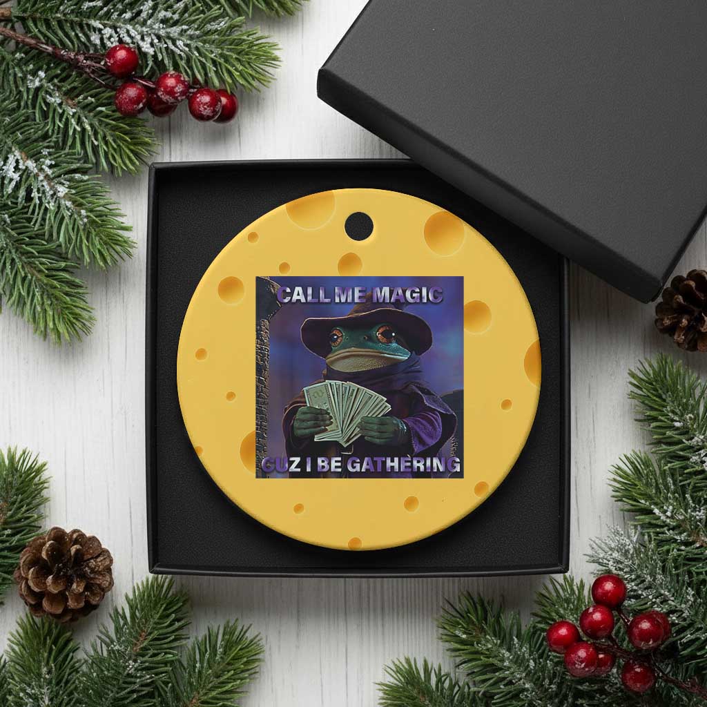 Funny Wizard Frog Fantasy Meme Ceramic Ornament Call Me Magic Cuz I Be Gathering MTG Gamer TS02 1pc Yellow Cheese Print Your Wear