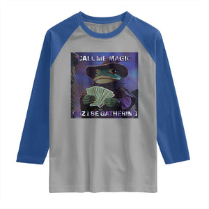 Funny Wizard Frog Fantasy Meme Raglan Shirt Call Me Magic Cuz I Be Gathering MTG Gamer TS02 Sport Gray Royal Print Your Wear