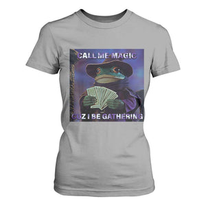 Funny Wizard Frog Fantasy Meme T Shirt For Women Call Me Magic Cuz I Be Gathering MTG Gamer TS02 Sport Gray Print Your Wear