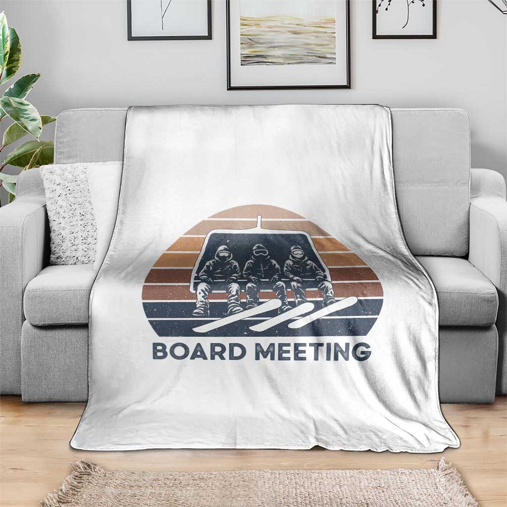 Funny Snowboarding Board Meeting Throw Blanket Retro Chairlift Snowboarders Powder Junkies TS02 Print Your Wear