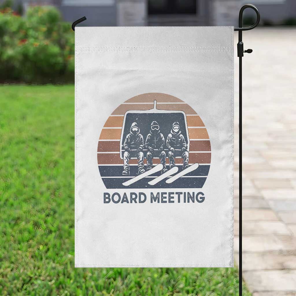 Funny Snowboarding Board Meeting Garden Flag Retro Chairlift Snowboarders Powder Junkies TS02 Print Your Wear