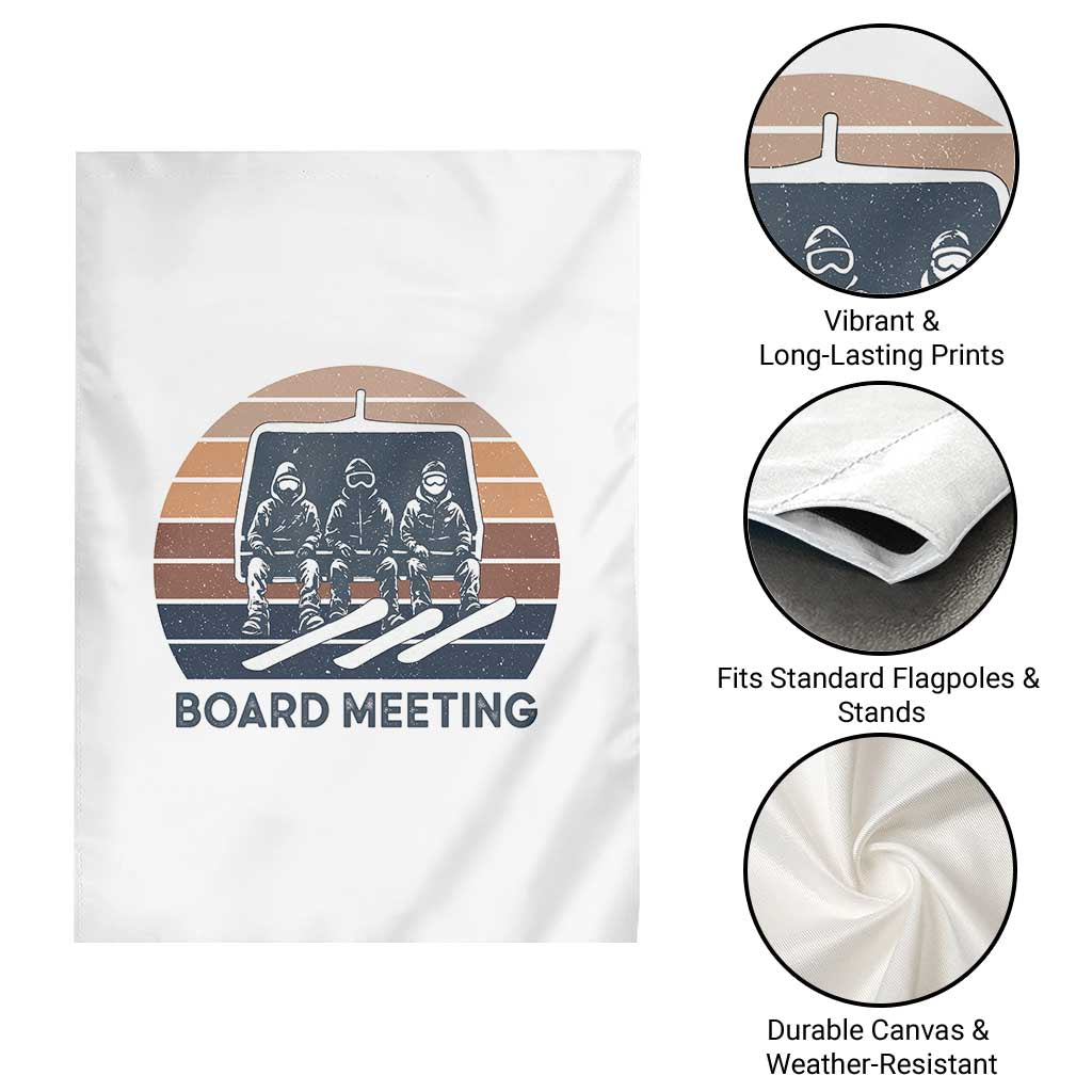 Funny Snowboarding Board Meeting Garden Flag Retro Chairlift Snowboarders Powder Junkies TS02 Print Your Wear