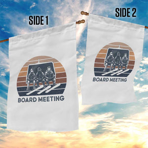 Funny Snowboarding Board Meeting Garden Flag Retro Chairlift Snowboarders Powder Junkies TS02 Print Your Wear