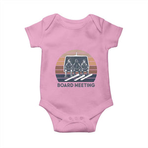 Funny Snowboarding Board Meeting Baby Onesie Retro Chairlift Snowboarders Powder Junkies TS02 Light Pink Print Your Wear