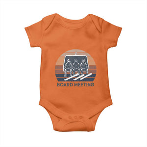 Funny Snowboarding Board Meeting Baby Onesie Retro Chairlift Snowboarders Powder Junkies TS02 Orange Print Your Wear
