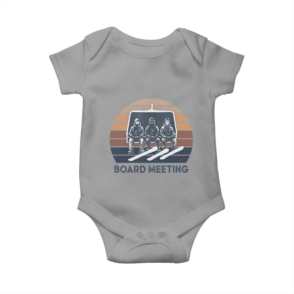 Funny Snowboarding Board Meeting Baby Onesie Retro Chairlift Snowboarders Powder Junkies TS02 Sport Gray Print Your Wear
