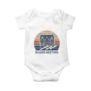 Funny Snowboarding Board Meeting Baby Onesie Retro Chairlift Snowboarders Powder Junkies TS02 White Print Your Wear
