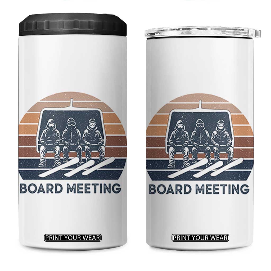 Funny Snowboarding Board Meeting 4 in 1 Can Cooler Tumbler Retro Chairlift Snowboarders Powder Junkies TS02 One Size: 16 oz White Print Your Wear