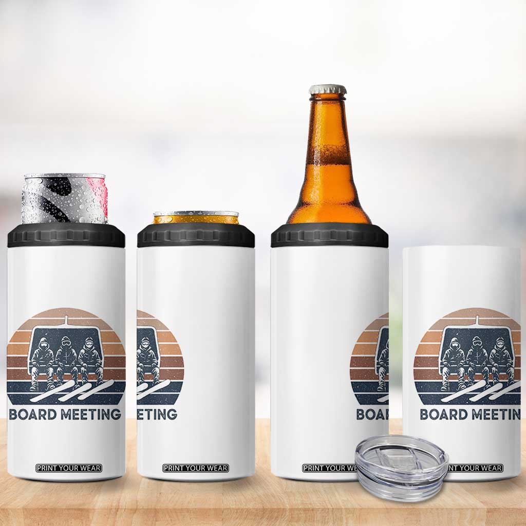 Funny Snowboarding Board Meeting 4 in 1 Can Cooler Tumbler Retro Chairlift Snowboarders Powder Junkies TS02 Print Your Wear